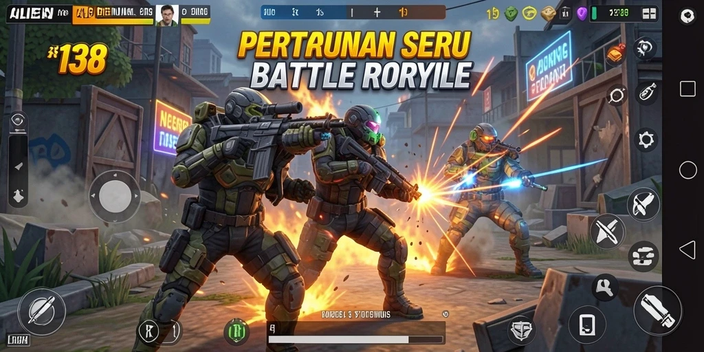 Tampilan gameplay ALIEN138 yang epik dalam pertempuran Battle Royale.