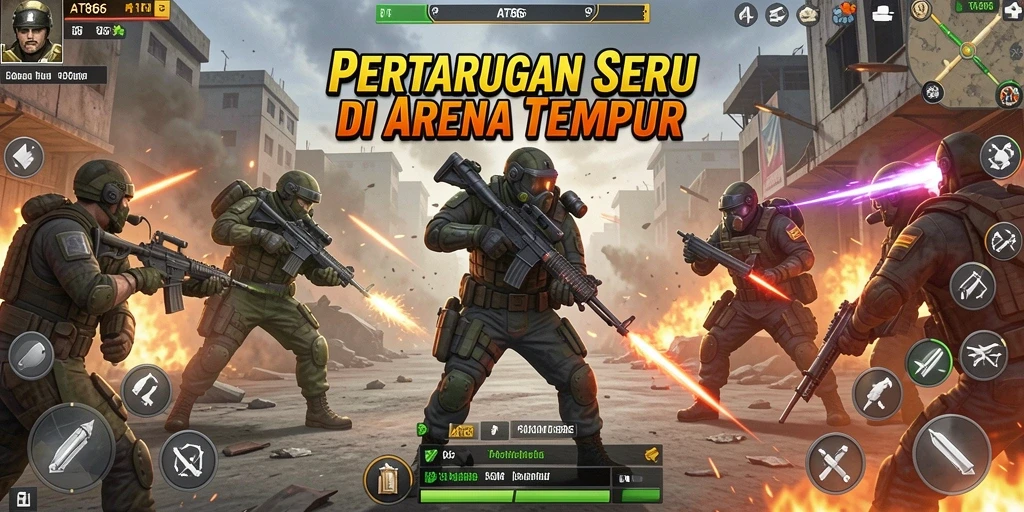 Screenshot utama AT866 menampilkan aksi pertarungan yang intens dan mendebarkan.