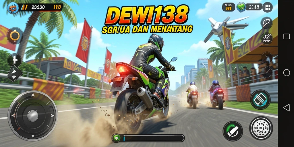 Gameplay seru DEWI138 dalam balapan motor yang menantang.