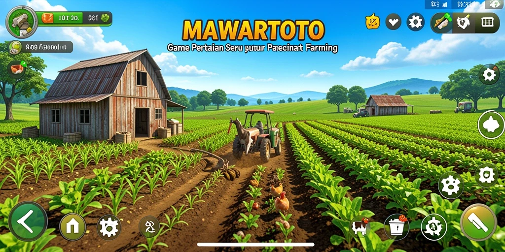 Gameplay seru MAWARTOTO dengan berbagai tanaman dan hewan ternak.