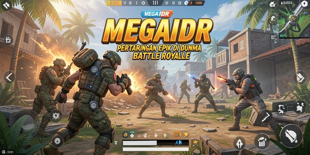 Tangkapan layar gameplay MEGAIDR dengan aksi seru Battle Royale.