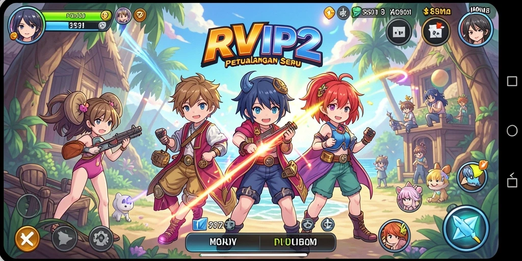 Tampilan gameplay <strong>RVIP2</strong> yang menarik dengan karakter Anime.