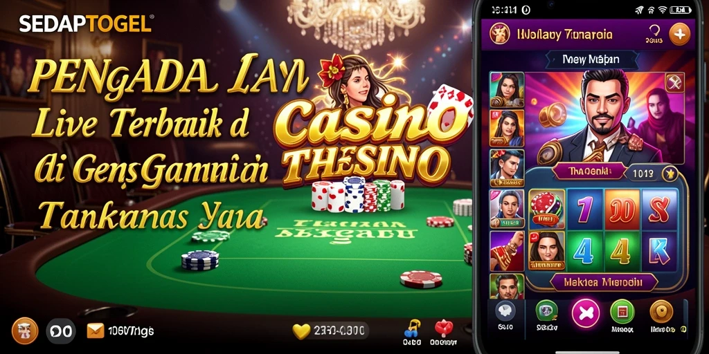 Screenshot SEDAPTOGEL menampilkan dealer langsung dan suasana permainan kasino.