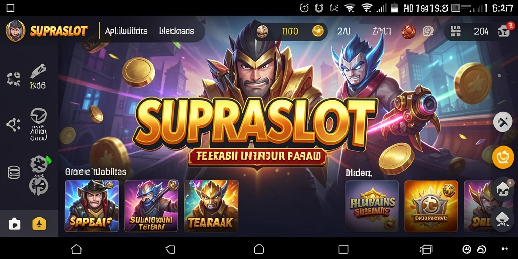 Tampilan utama aplikasi SUPRASLOT dengan berbagai fitur utilitas.